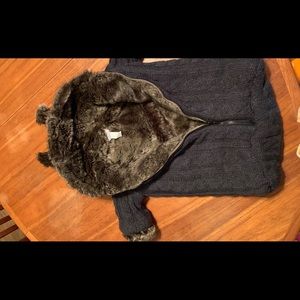 Knit and faux fur baby bunting